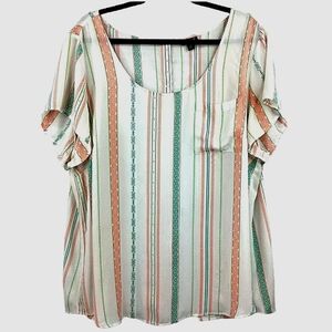 TORRID PLUS SIZE 3 WHITE TOP STRIPE SUMMER BLOUSE GUC
